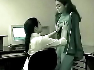 Two young Indian Lesbians have fun in the office..