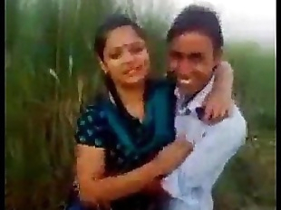 Indian desi college student kissing outdoor..