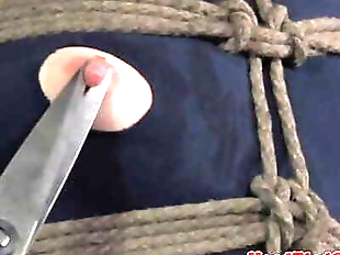 Crotch rope bondage sluts dress cut off 5 min